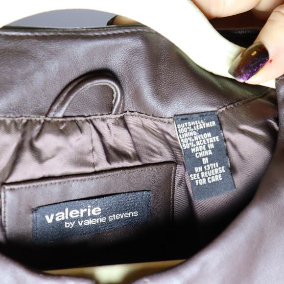 Valerie by Valerie Stevens Brown Leather Zip Front Vest Size M - Picture 4 of 4